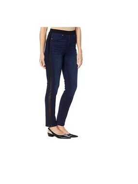 DIANE GILMAN-PULL ON STYLE JEANS w/FAUX LEATHER TRIM  3X PLUS NWT